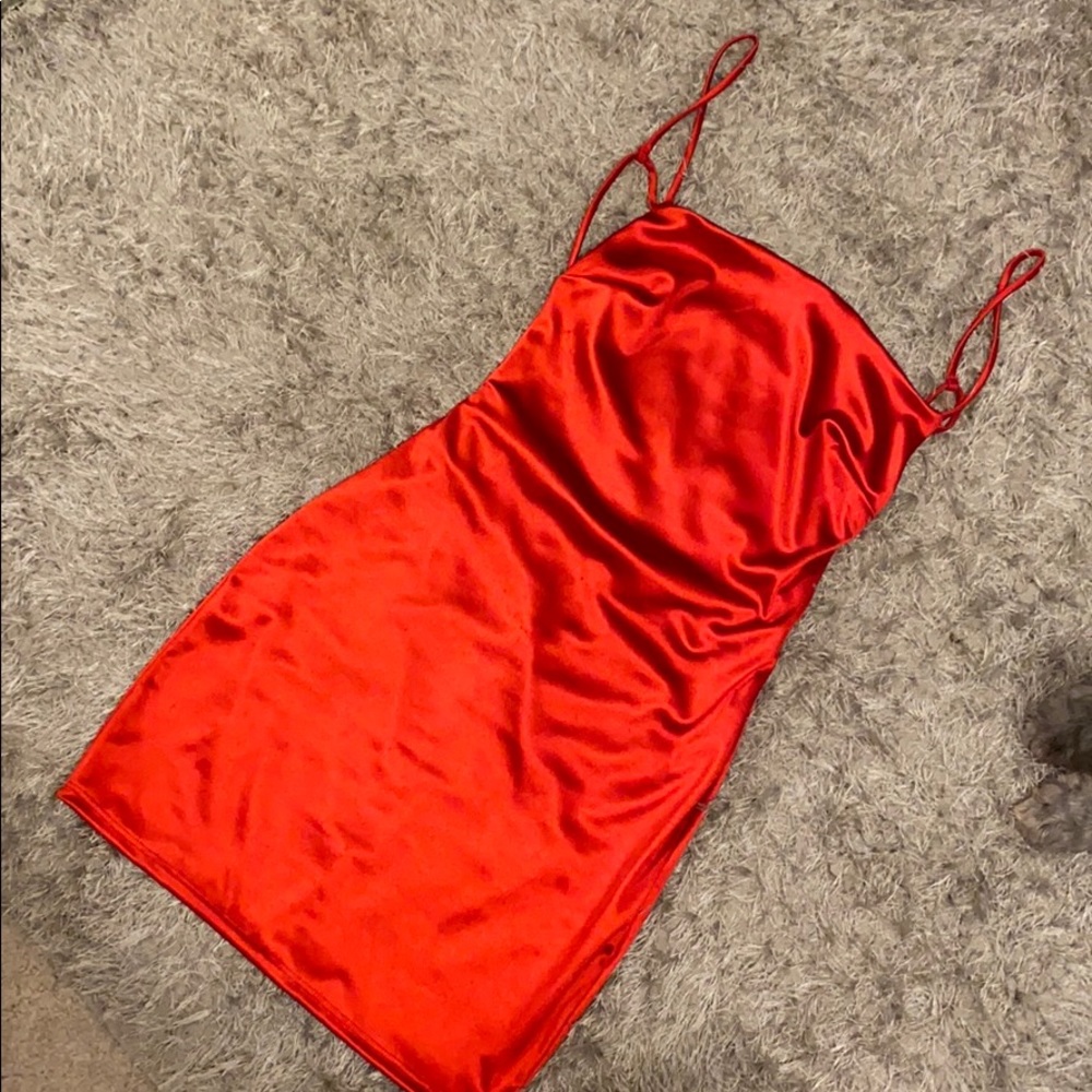 Satin Red mini dress